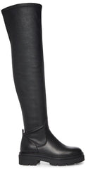 Steve Madden Industry Black Pull On Rounded Close Toe Over The Knee Fashion Boot