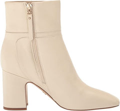 Sam Edelman Florah Modern Ivory Squared Toe Block Heel Buckle Detail Ankle Boots