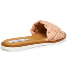 Steve Madden Paislee Flat Slide Mule Sandal Blush Woven Leather Open Toe Sandals
