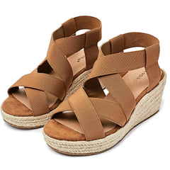 Luoika Women's Wide Wedge Sandals, Ankle Strap Flat Wedge Platform Heel Sandas