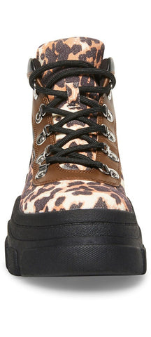Steve Madden Vermont Leopard Multi Lace Up Hiker Chunky Combat Ankle Bootie