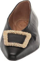Sam Edelman Janina Black Leather Slip On Pointed Toe Buckle Detailed Flats Shoes