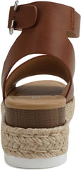 Soda Topic Cognac Pu Espadrille Platform Ankle Strap Studded Platform Sandals