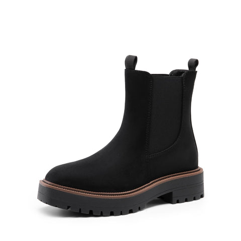 DREAM PAIRS Chelsea Ankle Boots Square Toe Low Heel Lug Sole Platform Booties  8