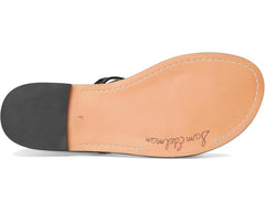 Sam Edelman Harlyn Black Leather Strappy Toe Ring Slip On Flat Slides Sandals