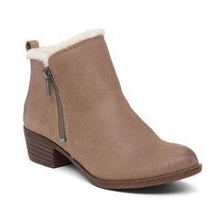 Lucky Brand Women's Basel Bootie,Sesame Powell Fur Trim
