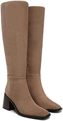 Sam Edelman Wade Stacked Heel Square Toe Retro Wide Calf Knee High Fashion Boots