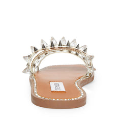 Steve Madden Leandra Clear Embellishment Detailed Squared Toe Slip On Sandals