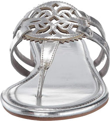 Circus By Sam Edelman Canyon Soft Silver Metallic Flower Style Thong Flat Sandal