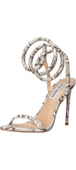 Steve Madden Bali Black/White Snake Stiletto Heel Ankle Strap Heeled Sandals