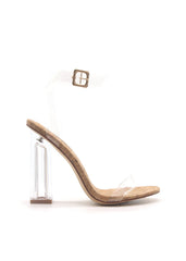 Cape Robbin Maria-2 Cork Clear Block High Heel Transparent Open Toe Pumps