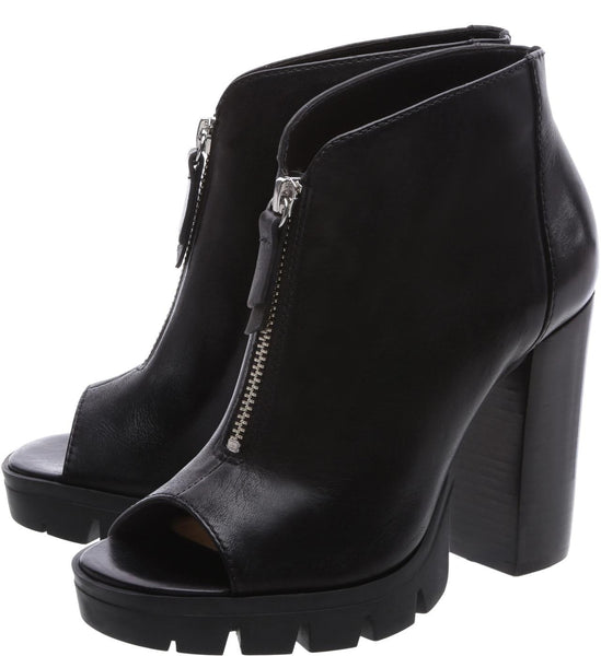 Schutz Womens Black Juliette High Heel Platform Booties Treaded Lug Soles
