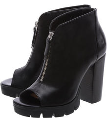 Schutz Womens Black Juliette High Heel Platform Booties Treaded Lug Soles