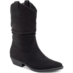 Style & Co. Dannaa Black Suede Embroidered Cowboy Western Boots Black 7