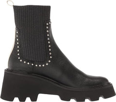 Dolce Vita Hoven Stud H2O Black Leather Pull On Rounded Toe Chunky Platform Boot
