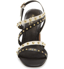 Cecelia New York Vanessa Black Alabaster Embellished Sandals Open Toe High Pumps