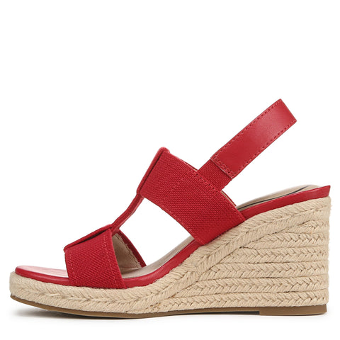 LifeStride Tallulah Red Fashion Slingback Open Toe Casual Espadrille Wedge Sandals
