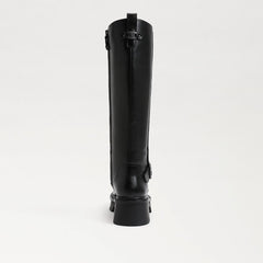 Sam Edelman Carter Black Leather Buckle Detailed Wide Calf Knee High Boots