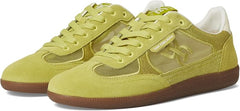 Sam Edelman Kyla Celery Yellow Leather Lace Up Round Toe Low Top Flat Sneakers