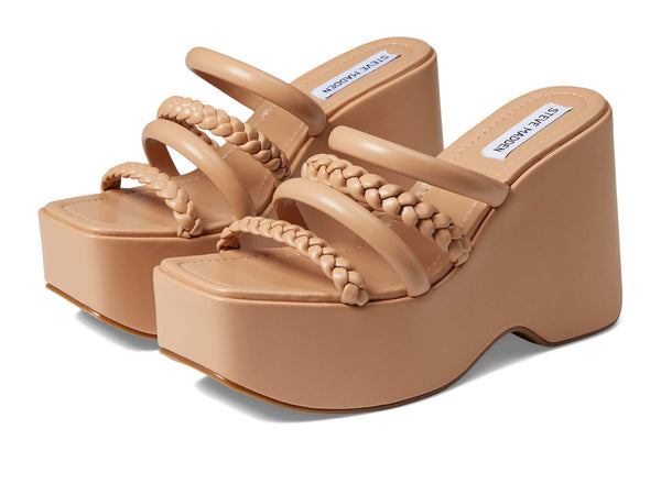 Steve Madden Download Brown Nude Fashion Slip On Open Toe Platform Sandals
