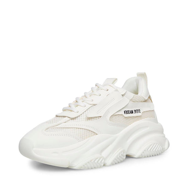 Steve Madden Possession Lace Up Boyfriend Chunky Platform Sneakers White