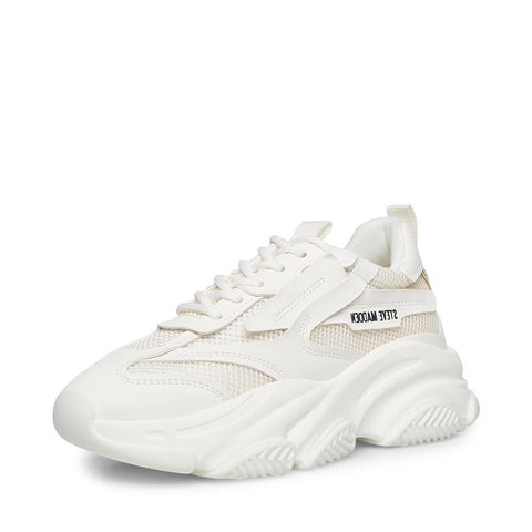 Steve Madden Possession Lace Up Boyfriend Chunky Platform Sneakers White