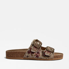 Sam Edelman Orianna Sunset Multi Sequin Beads Open Toe Double Strap Slide Sandal