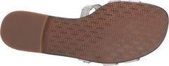 Sam Edelman Bay Soft Silver Rounded Open Toe Slip On Leather Strap Flat Sandals