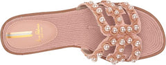 Sam Edelman Bay Misty Rose Round Toe Slip On Leather Strap Flat Slide Sandals