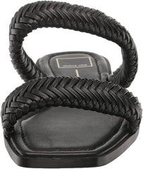 Dolce Vita Inya Black Stella Slip On Open Squared Toe Woven Straps Flats Sandals