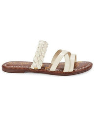 Sam Edelman Gavin Modern Ivory Open Toe Slip On Strappy Flats Slides Sandals