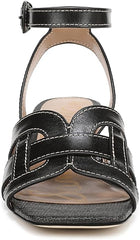 Sam Edelman Wayla Black Leather Ankle Strap Square Open Toe Block Heeled Sandals