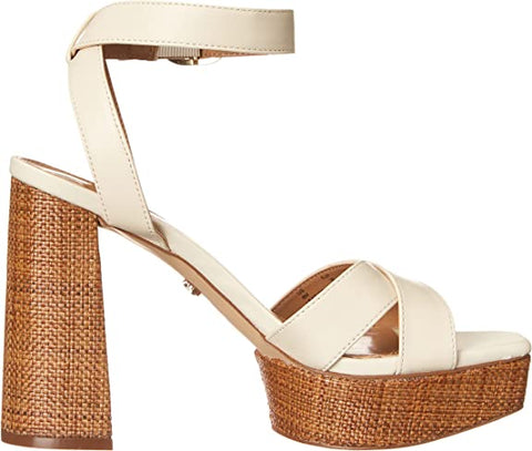 Sam Edelman Nolita Modern Ivory Block Heel Open Toe Ankle Strap Heeled Sandals
