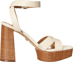 Sam Edelman Nolita Modern Ivory Block Heel Open Toe Ankle Strap Heeled Sandals