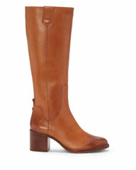 Vince Camuto Zemmy Light Cognac Leather Knee High Block Heel Comfortable Boots