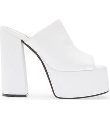 Jeffrey Campbell Luna-Luv White Squared Open Toe Slip On Platform Mule Sandals