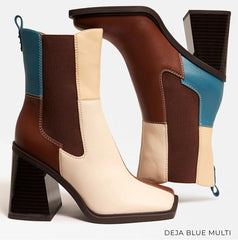 Circus by Sam Edelman Lauren Deja Blue Snip-Toe Block Heel Patch Chelsea Booties