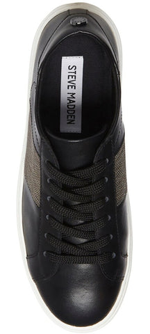 Steve Madden Swept Black Lace Up Rounded Closed Toe Platform Fashion Sneakers