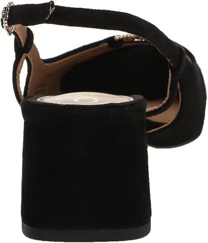 Sam Edelman Tarra Black Suede Almond Toe Block Heel Slingback Heeled Sandals