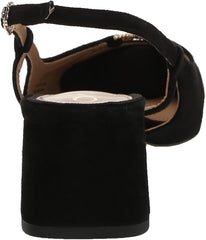 Sam Edelman Tarra Black Suede Almond Toe Block Heel Slingback Heeled Sandals