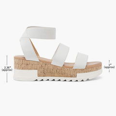 DREAM PAIRS Reed-1 White Open Toe Ankle Strap Casual Platform Wedges Sandals 10