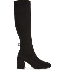 Jeffrey Campbell HOTLAVA-K2 Black Suede Block Heel Squared Toe Knee High Boots