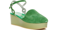 Ivy Kirzhner Plato Grass Green Suede Closed Toe Platform Ankle Strap Sandal
