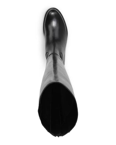 Sam Edelman Mikala Wide Calf Black Leather Rounded Toe Riding Knee High Boots