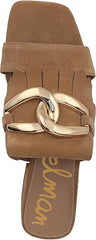 Sam Edelman Darby Camel Squared Open Toe Slip On Embellished Heeled Sandals