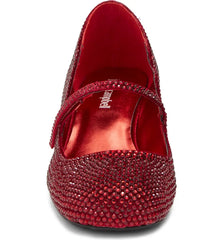 Jeffrey Campbell Regal Red Velvet Combo Embellished Block Heel Squared Toe Pumps