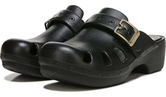 Dr. Scholl's Original 365 Black Slip On Rounded Toe Buckle Strap Accent Clogs