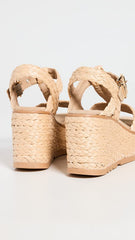 Schutz Panna Nude Ankle Strap Cork Wedge Heel Open Toe Strappy Platform Sandals