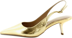 Sam Edelman Bianka Medallion Gold Pointed Toe Slingback Kitten Heel Pumps