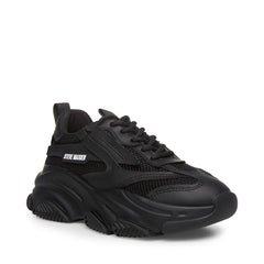 Steve Madden Possession Black Lace Up  Boyfriend Chunky Platform Sneakers